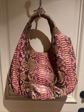 Pink Snakeskin-Pattern Hobo Bag
